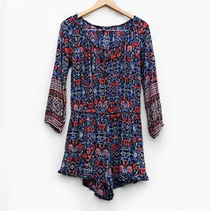 AEO Comfy Long Sleeve Boho Floral Print Romper M